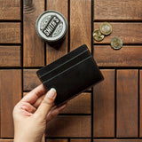 Leather Card Wallet - Carbon Black [Italian Vachetta]