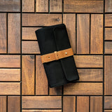 Leather & Canvas Art Roll - Black & Whisky Tan