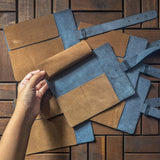 RS // 2 Slot Watch Roll - Navy Blue & Tan Suede