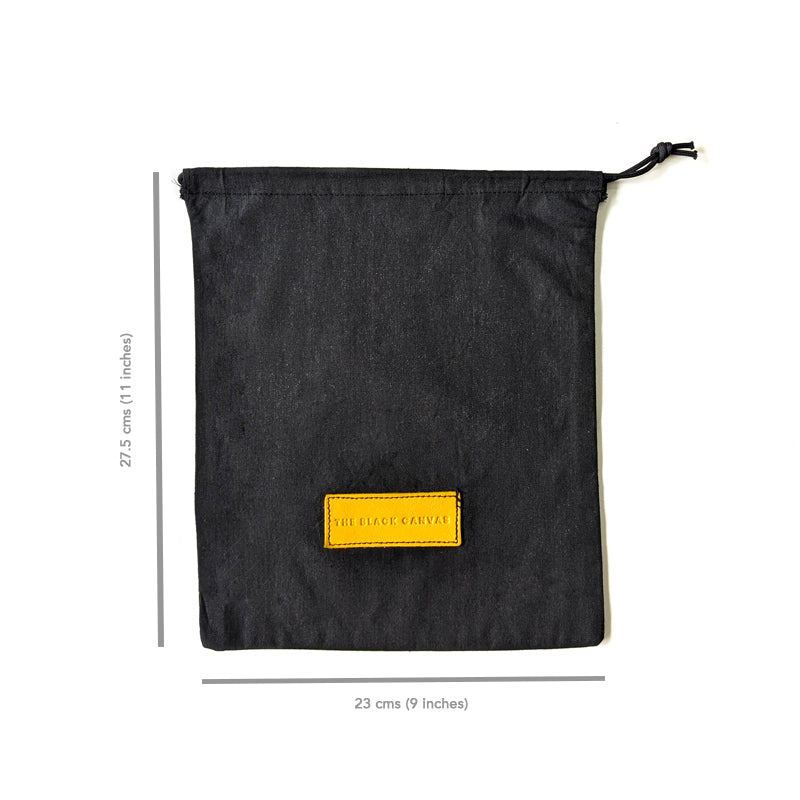 Black Cotton Drawstring Bag - A5