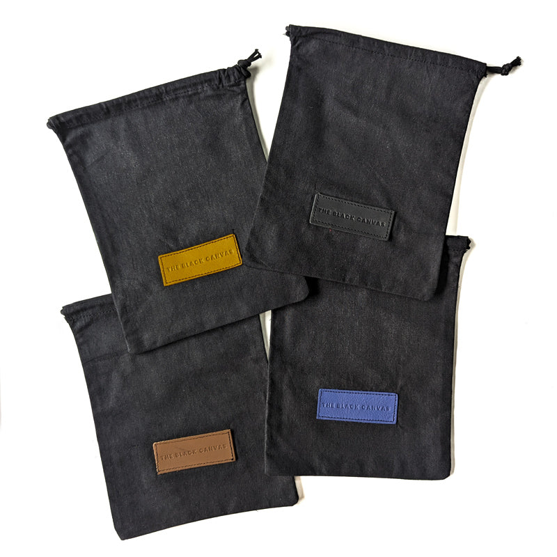 Black Cotton Drawstring Bag - A6