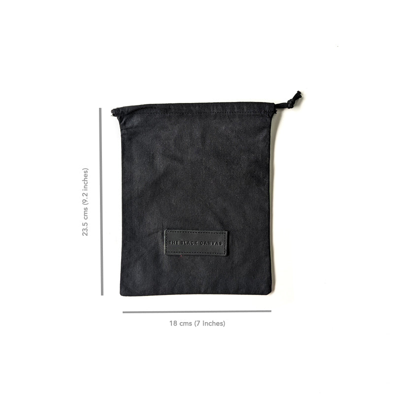 Black Cotton Drawstring Bag - A6