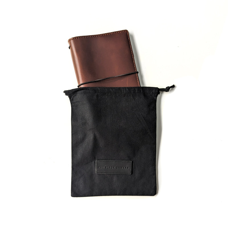 Black Cotton Drawstring Bag - A6