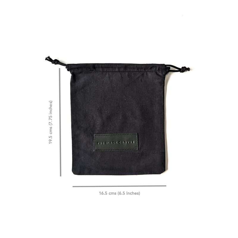 Black Cotton Drawstring Bag - Passport