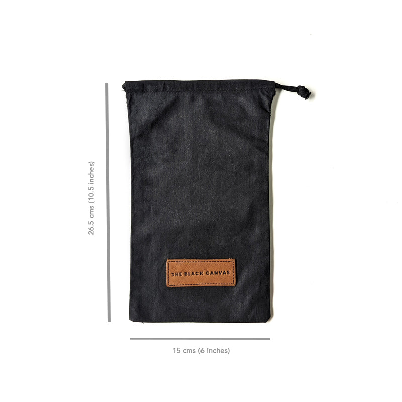Black Cotton Drawstring Bag - Slim