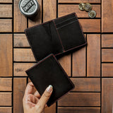 Minimalist Bi-Fold Wallet - Carbon Black [Italian Vachetta]