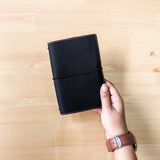 Carbon Black TBC Travellers Journal + Docket / A6 [Italian Vachetta]