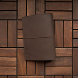 RS // Coco Brown w/ Camo Suede & Adventures + Compass Charm Journal Cover - A5