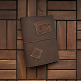 RS // Coco Brown w/ Camo Suede & Adventures + Compass Charm Journal Cover - A5