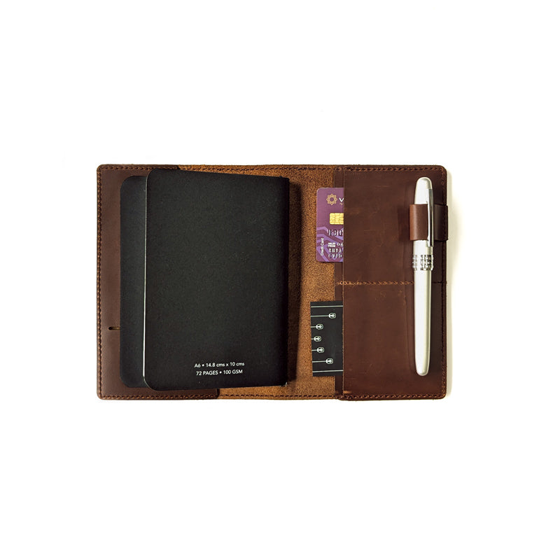 Cognac Brown TBC Travellers Journal + Docket / A6
