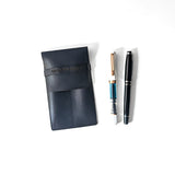 Double Leather Pen Sleeve - Navy Blue