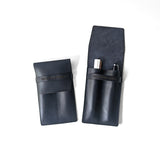 Double Leather Pen Sleeve - Navy Blue