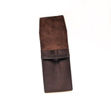 Double Leather Pen Sleeve - Rustic Brown Waxy