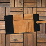 Leather & Canvas Art Roll - Black & Whisky Tan