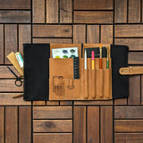 Leather & Canvas Art Roll - Black & Cornflower Blue