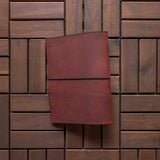 RS // Merlot Red, Cherry Suede w/ Dark Green Pocket Journal Cover - A5
