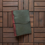 RS // Merlot Red, Cherry Suede w/ Dark Green Pocket Journal Cover - A5