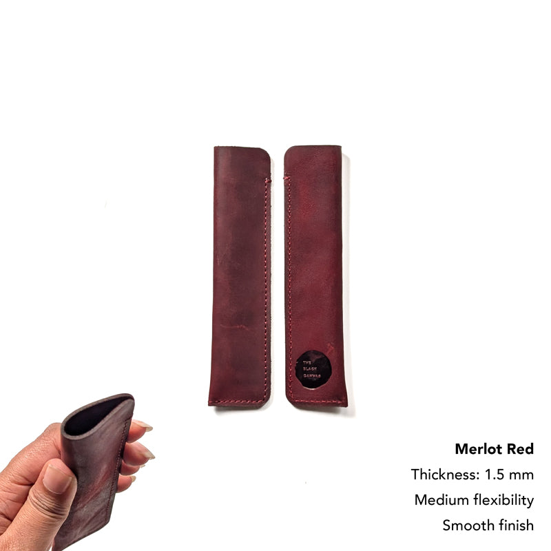 3-Pack Black Leather Pen Pouches | Single Pen Sleeve Holder For Fountain & Ballpoint Pens