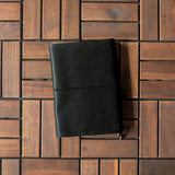 Nappa Black Tri-Fold TBC Travellers Journal | A5