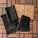 Nappa Black Tri-Fold TBC Traveller's Journal | A6