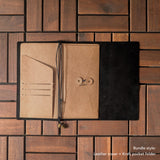 Nappa Black Tri-Fold TBC Travellers Journal | Slim