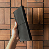 Nappa Black Tri-Fold TBC Travellers Journal | Slim