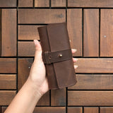 4 Slot Watch Roll - Rustic Brown Waxy