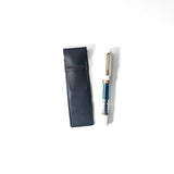 Single Leather Pen Sleeve - Navy Blue