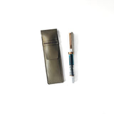 Single Leather Pen Sleeve - Olive Green