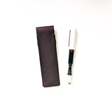 Single Leather Pen Sleeve - Rustic Brown Waxy