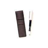 Single Leather Pen Sleeve - Rustic Brown Waxy