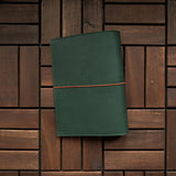 RS // Tropical Green & Wrinkled Tan Pocket w/ Cactus Charm Journal Cover - A5