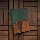 RS // Tropical Green & Wrinkled Tan Pocket w/ Cactus Charm Journal Cover - A5