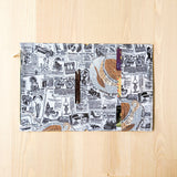 Vintage Newspaper Fabric Pocket Insert - A5