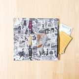 Vintage Newspaper Fabric Pocket Insert - Slim