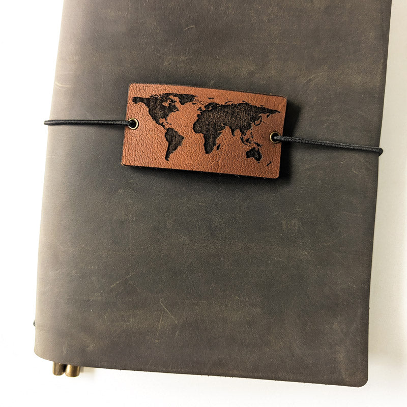 Leather Charm - World Map
