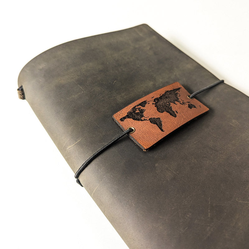 Leather Charm - World Map