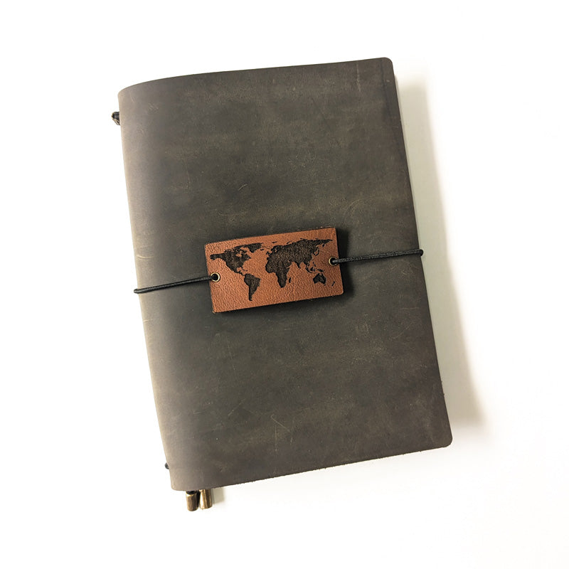 Leather Charm - World Map