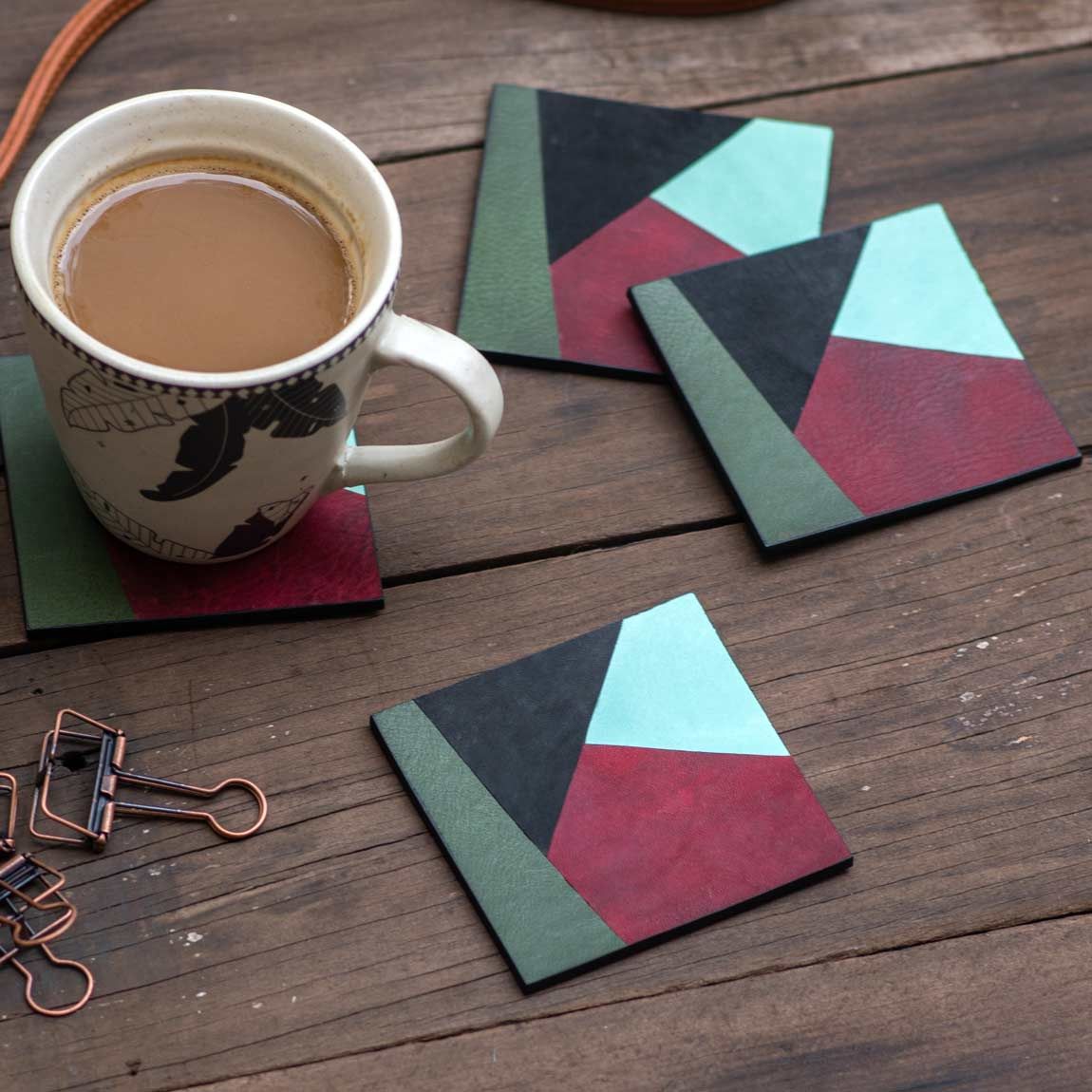 Leather & Cork Coasters - The Black Canvas