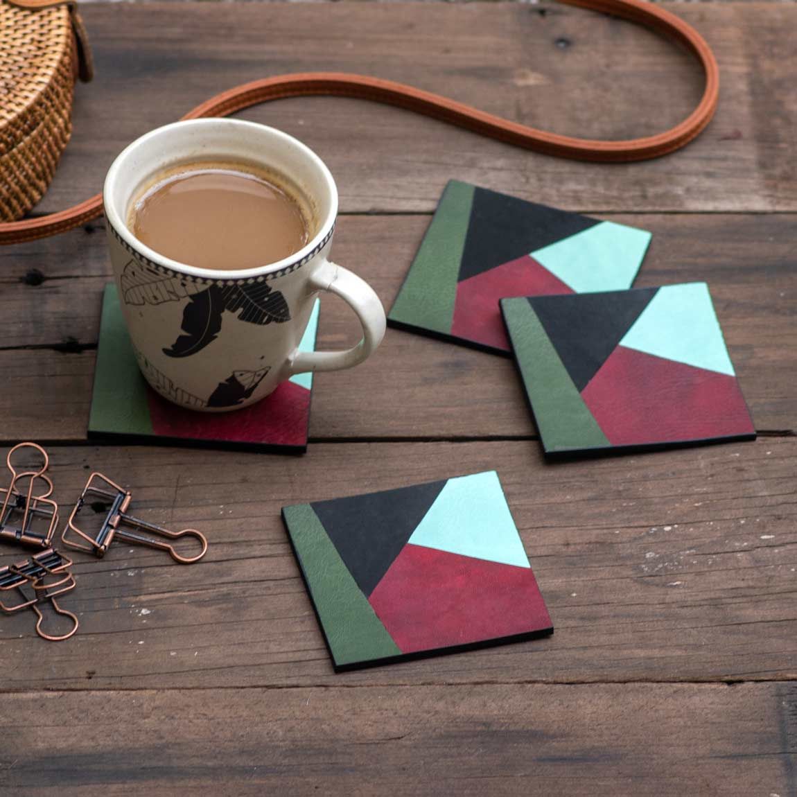 Leather & Cork Coasters - The Black Canvas