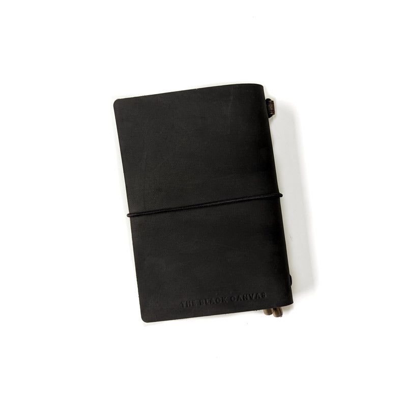 Black w/ Waffle Pocket TBC Travellers Journal | A6 - The Black Canvas