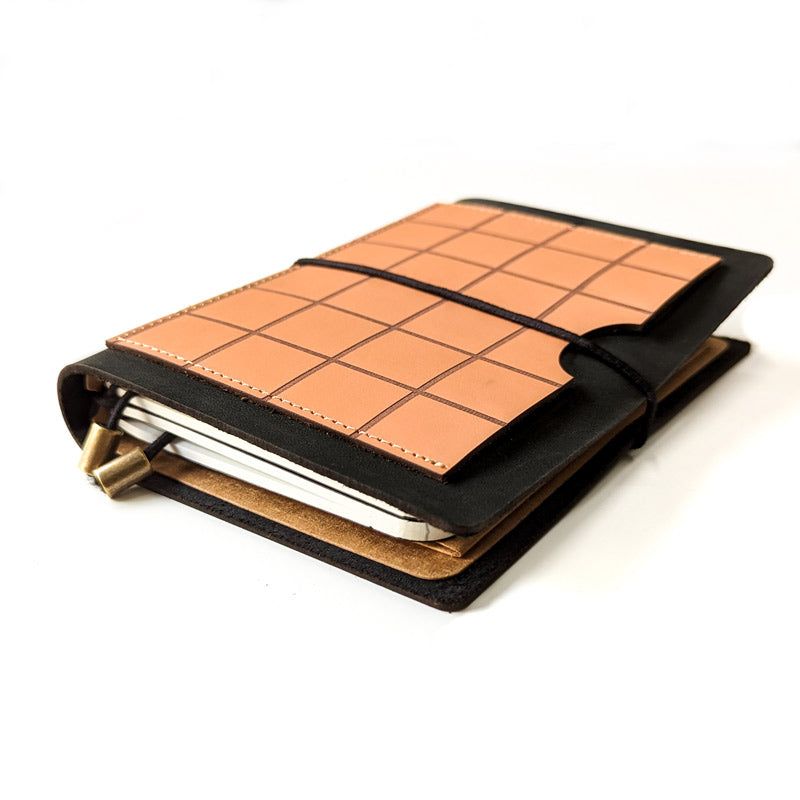 Black w/ Waffle Pocket TBC Travellers Journal | A6 - The Black Canvas
