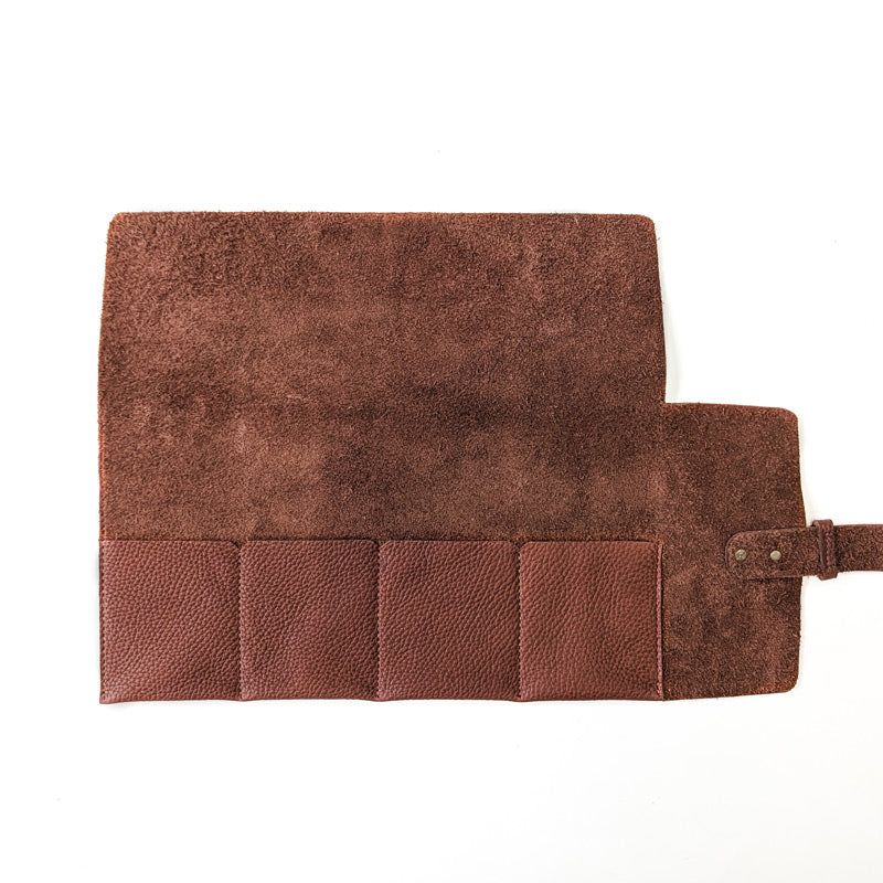 Leather Watch Roll - Large / Brick Red - The Black Canvas