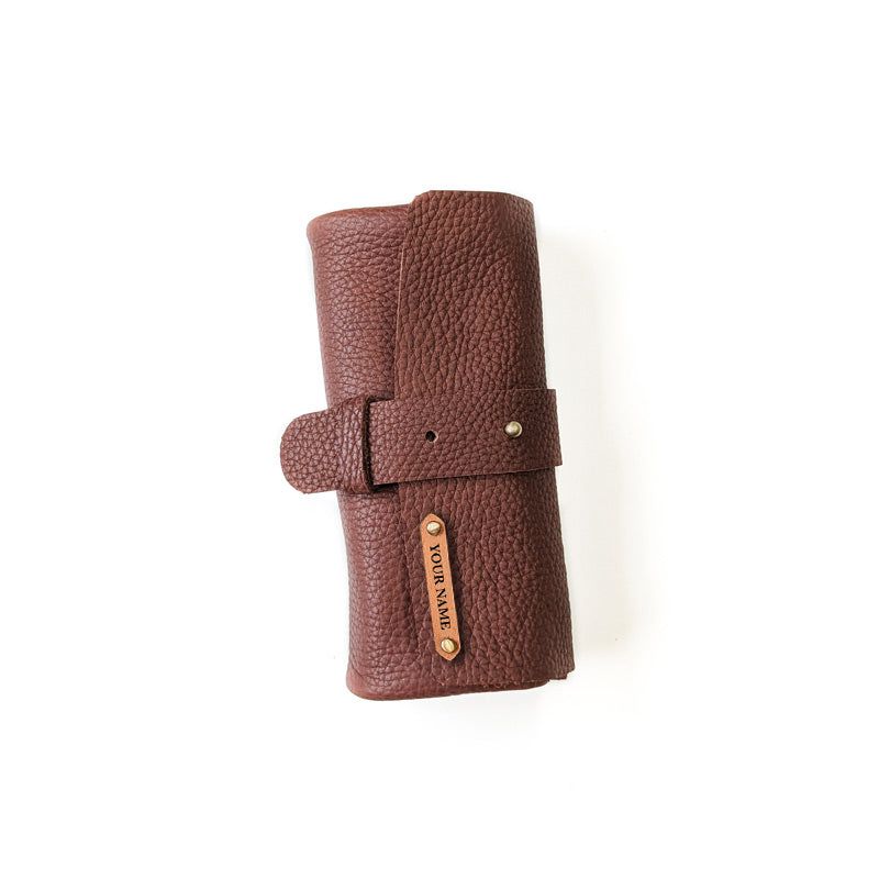 Leather Watch Roll - Large / Brick Red - The Black Canvas