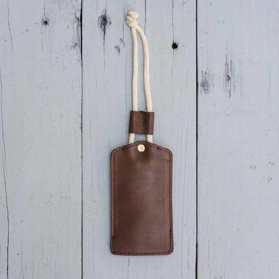 Brown Leather & Felt Key Holder with Cord