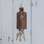 Brown Leather & Felt Key Holder with Cord