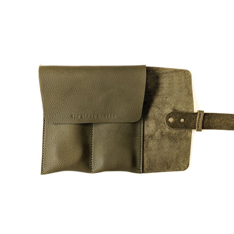 Leather Watch Roll - Small / Cactus Green - The Black Canvas