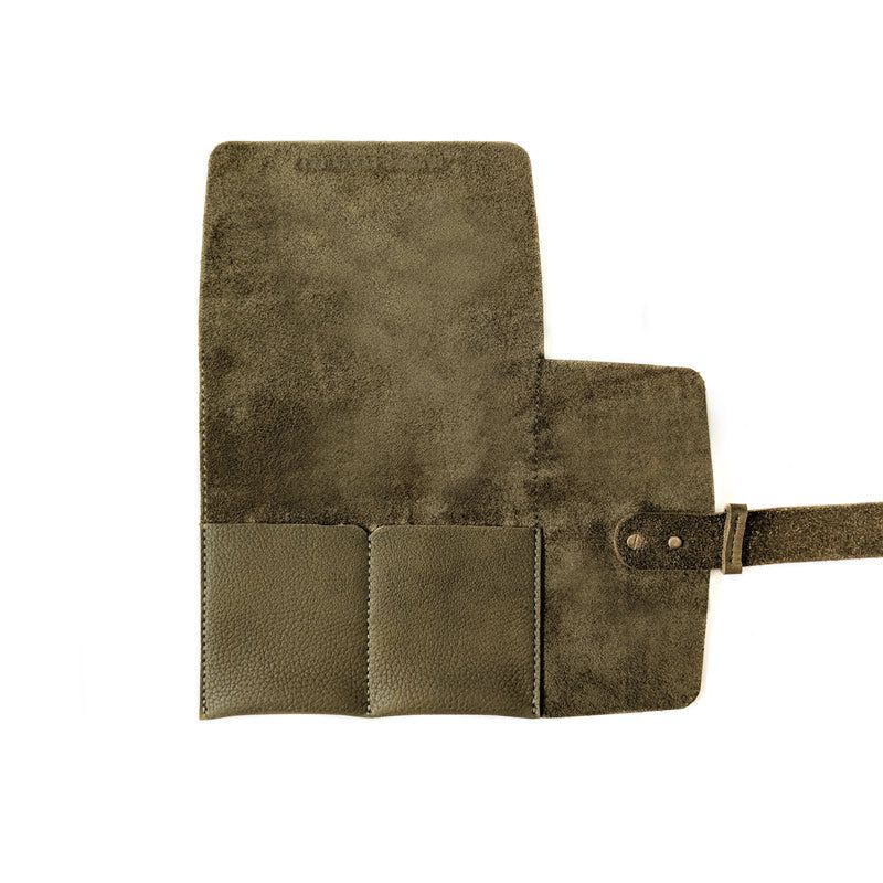 Leather Watch Roll - Small / Cactus Green - The Black Canvas