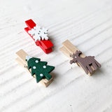 Christmas Wooden Paper Clips - Set of 3 - The Black Canvas