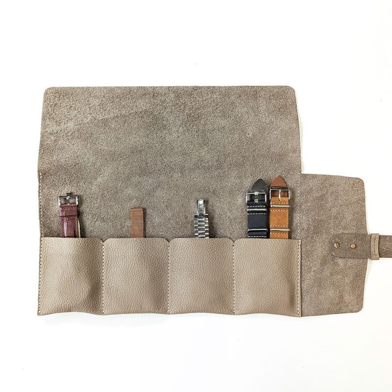 Leather Watch Roll - Large / Clay - The Black Canvas